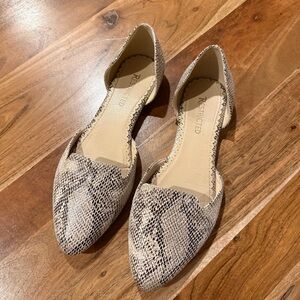 Restricted Women's Snake-Print D'Orsay Flats in Beige Size 10